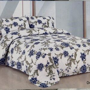 Queen size bed sheets set,deep pocket,4PCS, floral purple blue white